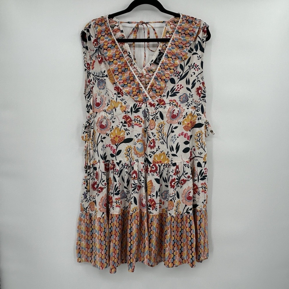 Angie Womens Boho Floral Cottagecore Babydoll Dress‎ Size S Artsy Folk Festival